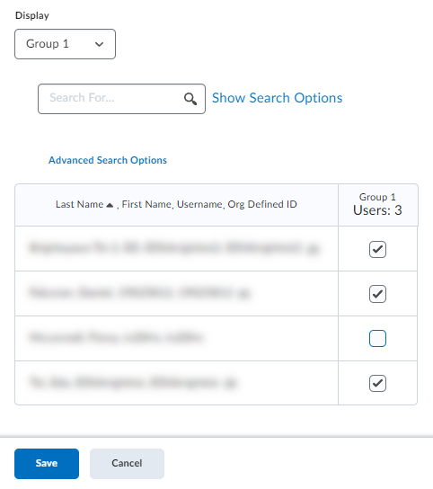 Enrollng specific users in a group